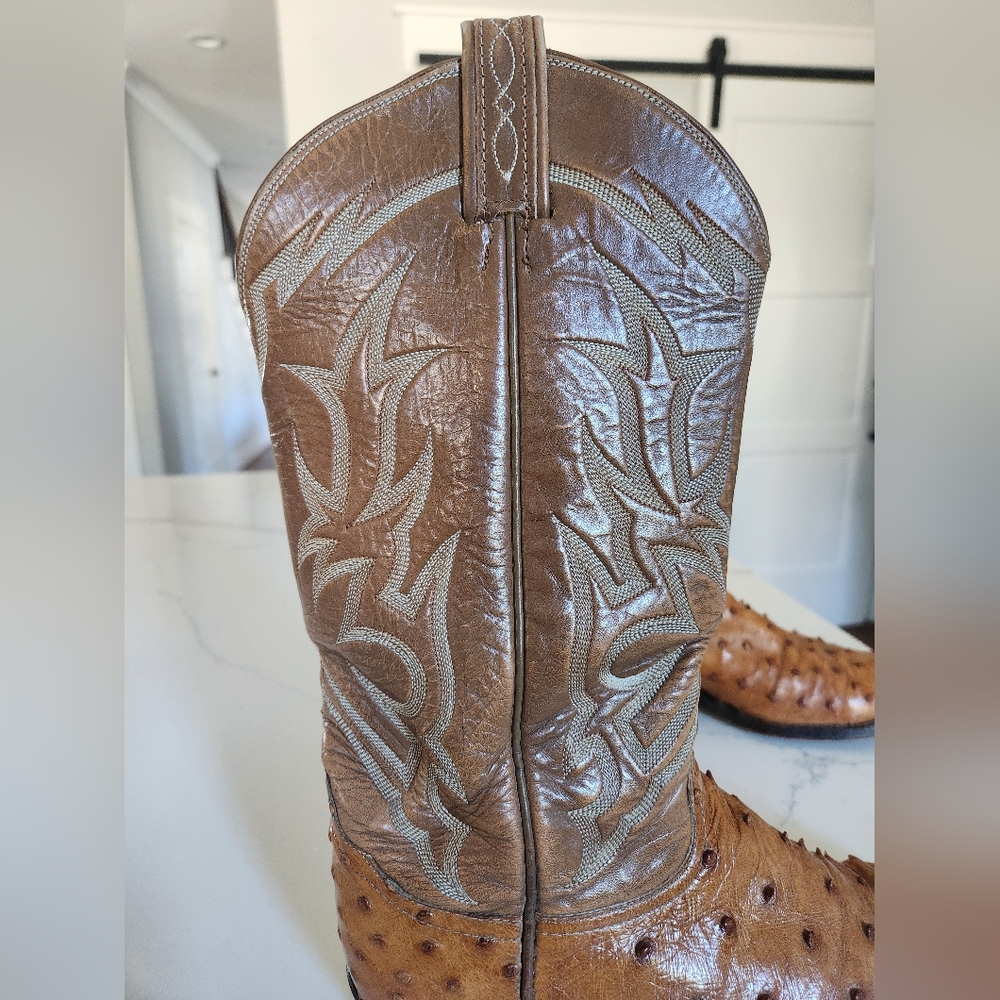 Tony Lama El Rey Collection Vintage Full Quill Ostrich Boots Brown/Tan Size 8.5D - Picture 8 of 16
